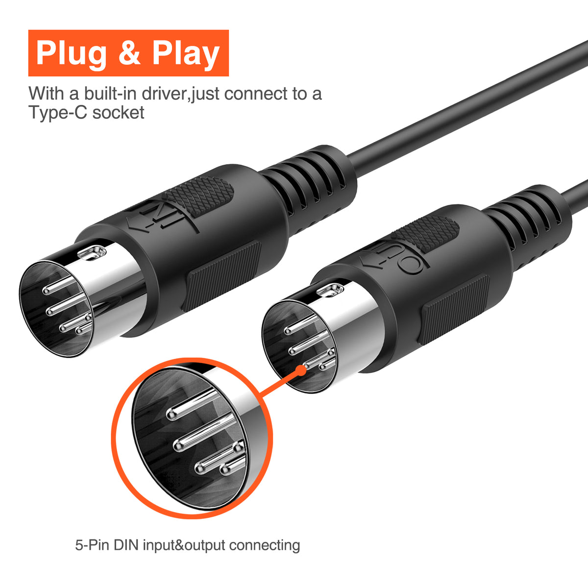 כבל ממשק MIDI ל-USB-C עם נורית - תמונה 2