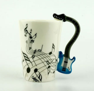 Creative Music Violin Style Guitar Ceramic Mug Coffee Tea Milk Stave Cups With Handle Coffee Mug Novelty Gifts