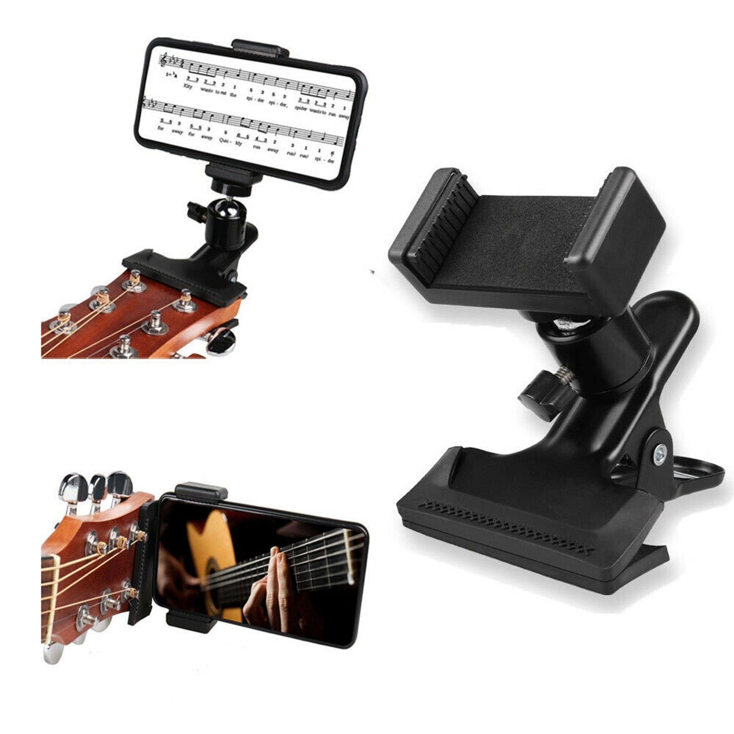 Mobile Phone Live Broadcast Bracket Stand Guitar Head Clip Holder Support