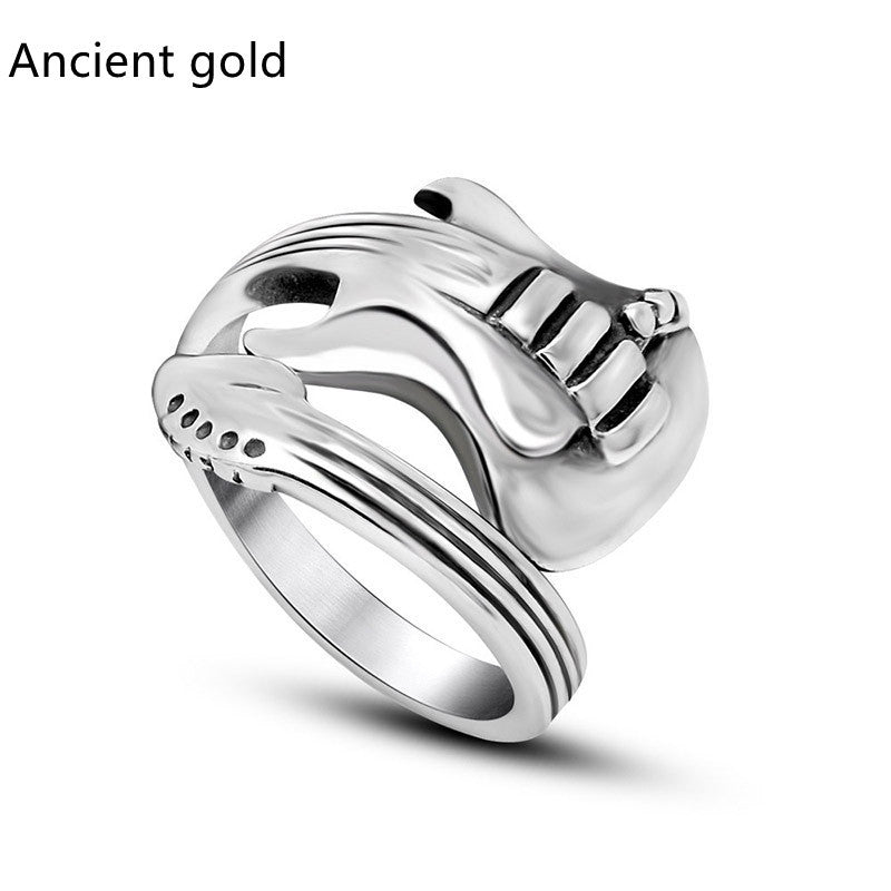 Rock Music Guitar Retro Male Alloy Ring