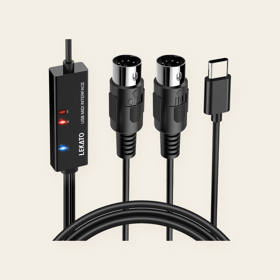 כבל ממשק MIDI ל-USB-C עם נורית